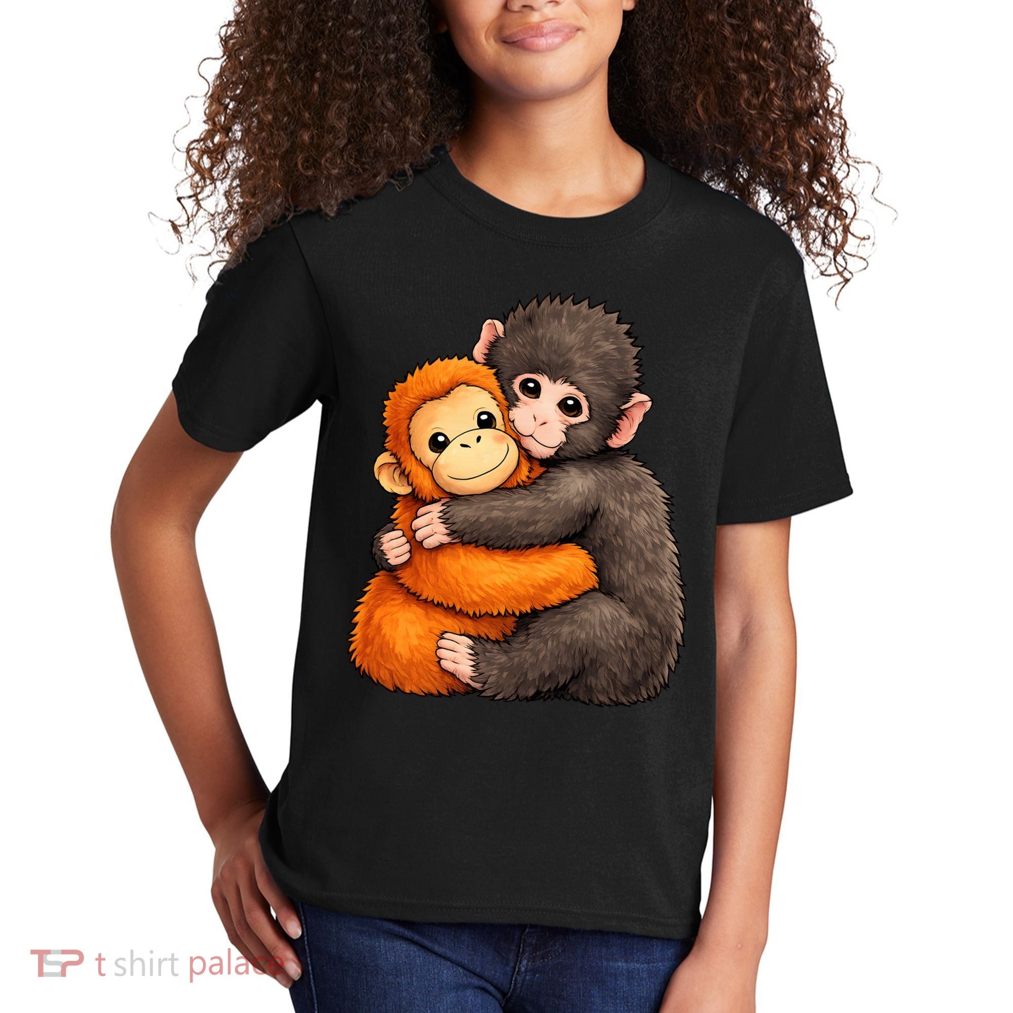Cute Baby Monkey Punch Plush Hugging Kids T-Shirt