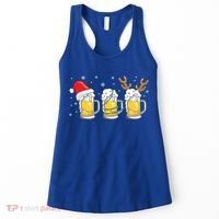 Christmas Beer Mugs Reinbeer Santa Hat Xmas Lights Costume Cool Gift Women's Tank Top thumb 0