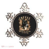 Coffee Because Murder is Wrong Sarcastic Angry Black Cat Ornament thumb 0