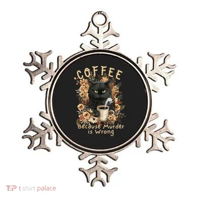 Coffee Because Murder is Wrong Sarcastic Angry Black Cat Ornament