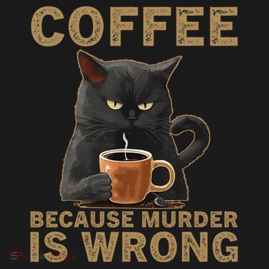 Coffee Because Murder Is Wrong Black Cat Drinking Coffee Mug Hoodie