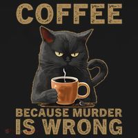 Coffee Because Murder Is Wrong Black Cat Drinking Coffee Mug 16 in Basic Backpack thumb 2