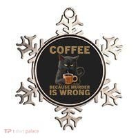 Coffee Because Murder Is Wrong Black Cat Drinking Coffee Mug Ornament thumb 0