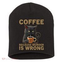 Coffee Because Murder Is Wrong Black Cat Drinking Coffee Mug Short Acrylic Beanie thumb 0