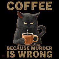 Coffee Because Murder Is Wrong Black Cat Drinking Coffee Mug Short Acrylic Beanie thumb 2