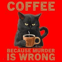 Coffee Because Murder Is Wrong Black Cat Drinking Coffee Mug Santa Hat thumb 1