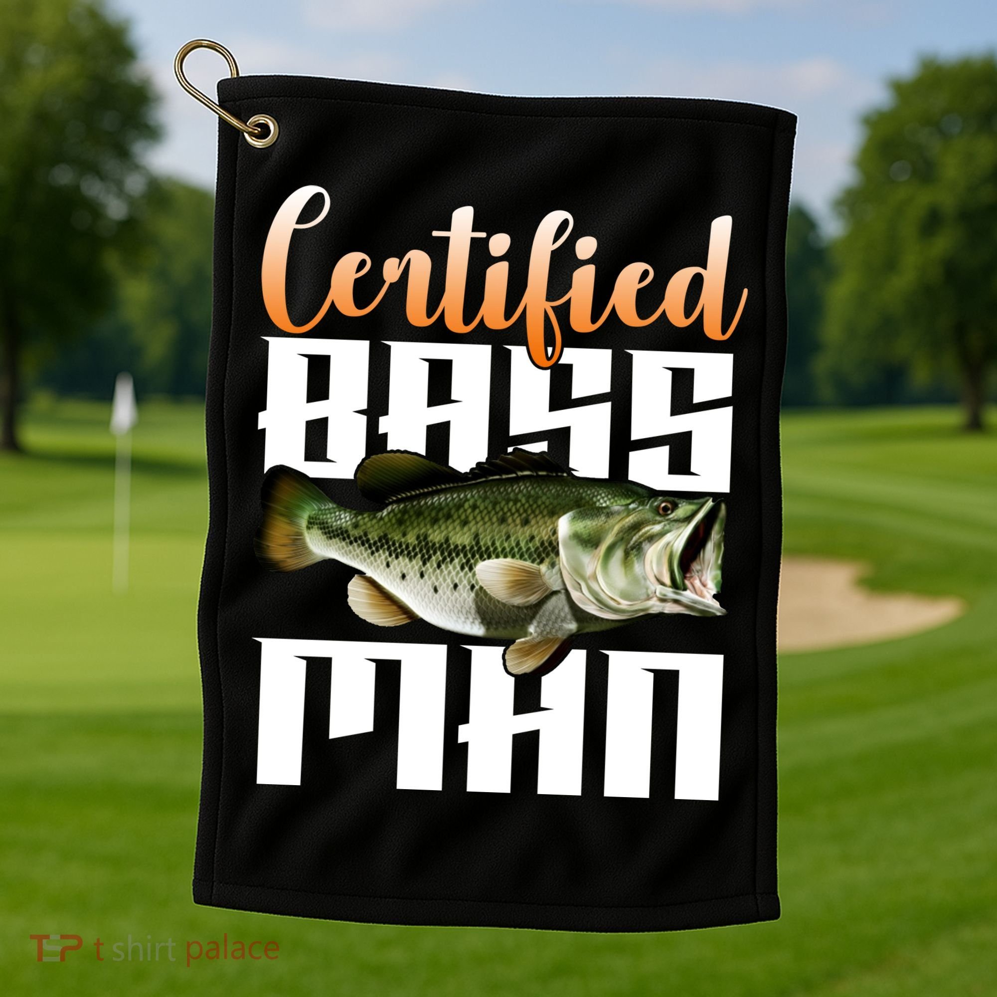 Certified Bass Man Fisherman Golf Towel