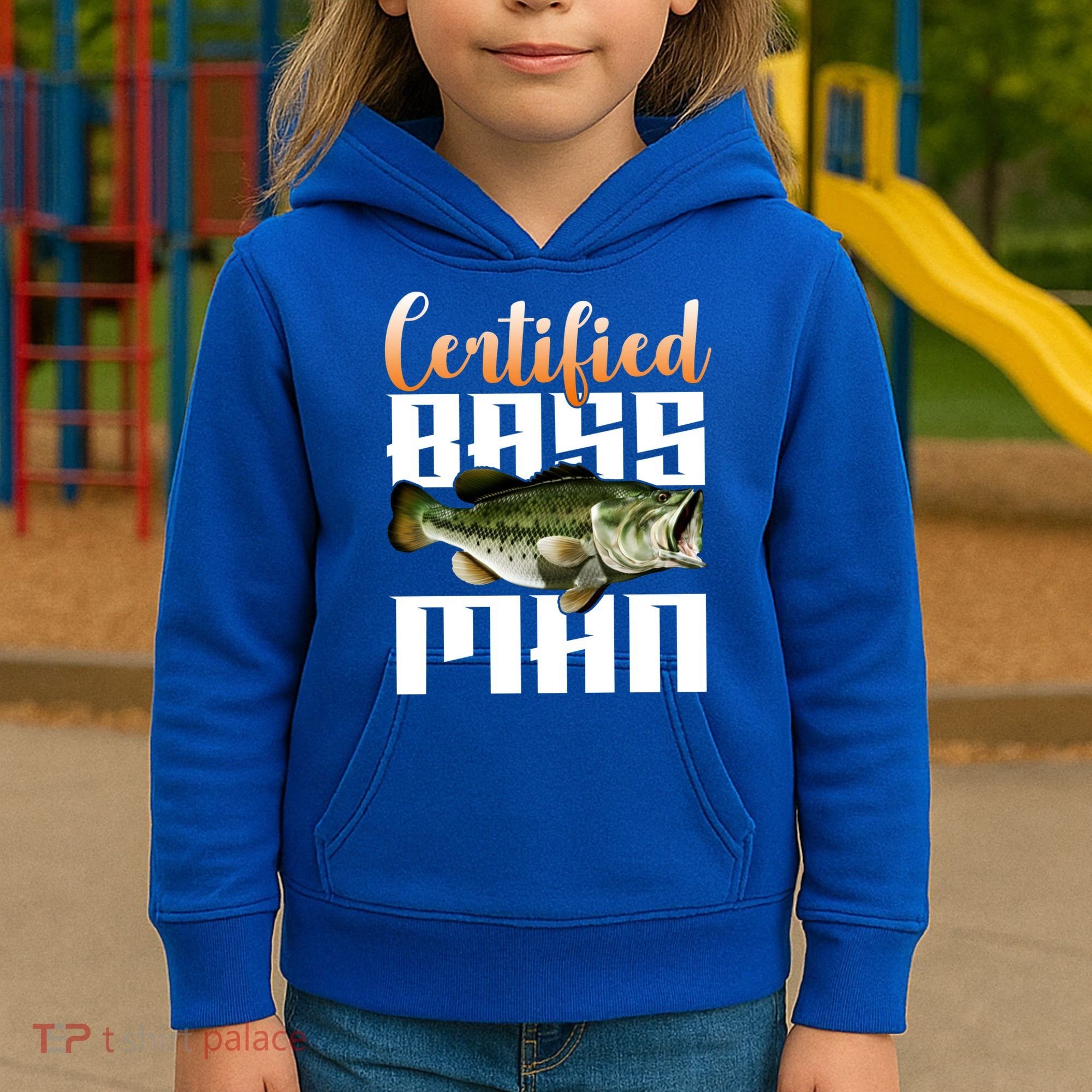 Certified Bass Man Fisherman Kids Hoodie