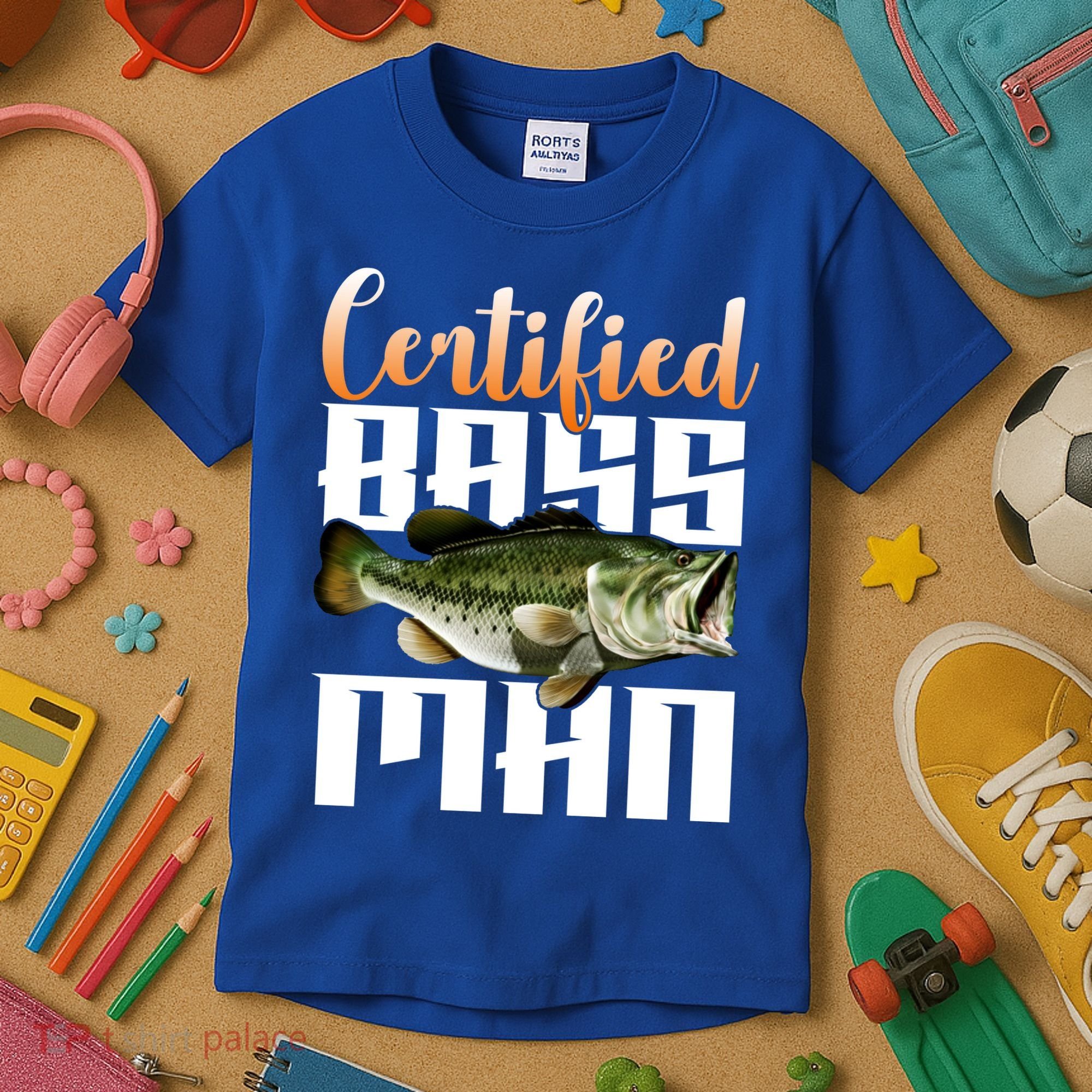 Certified Bass Man Fisherman Kids T-Shirt