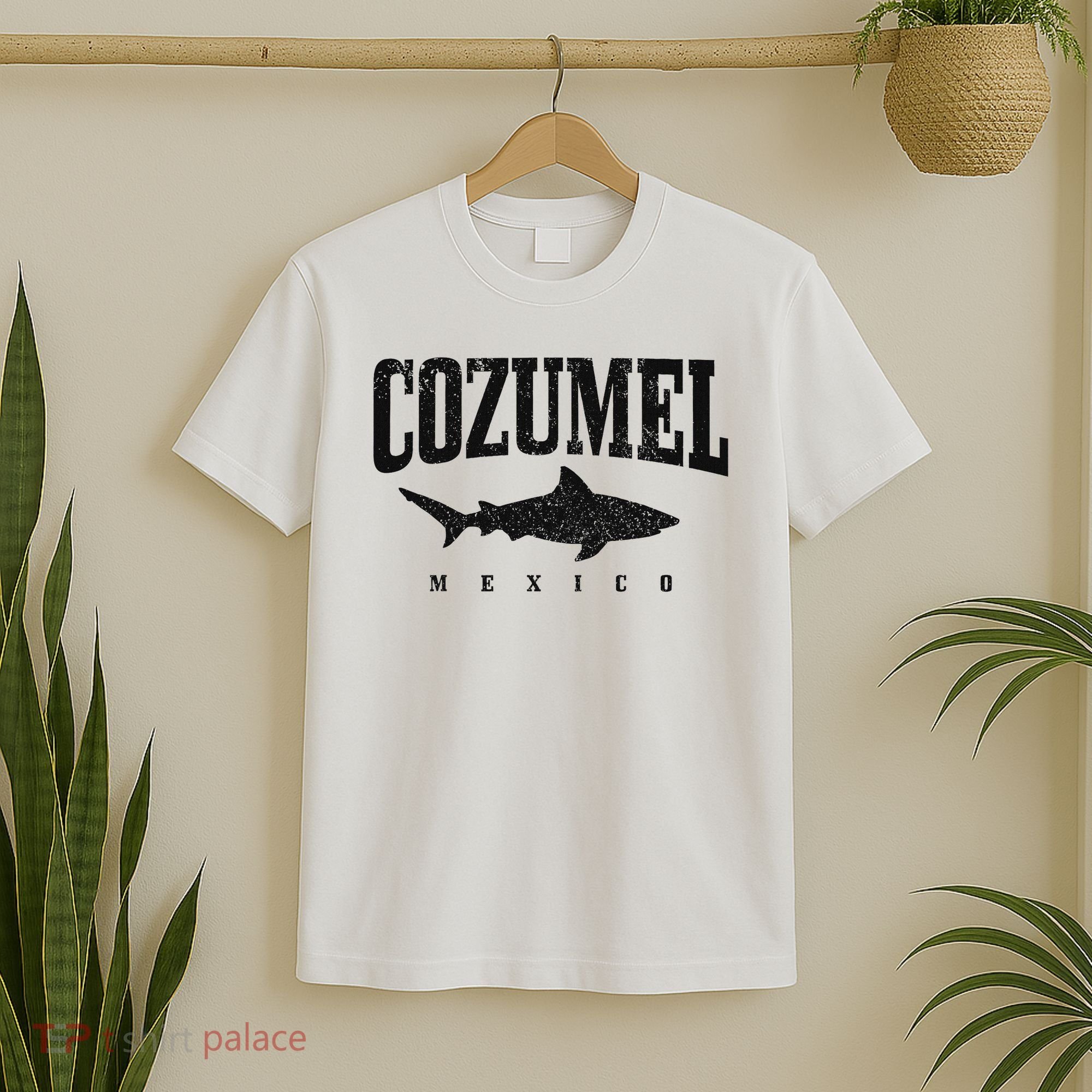 Cozumel Beach Mexico Scuba Diver Shark Diving Vintage T-Shirt
