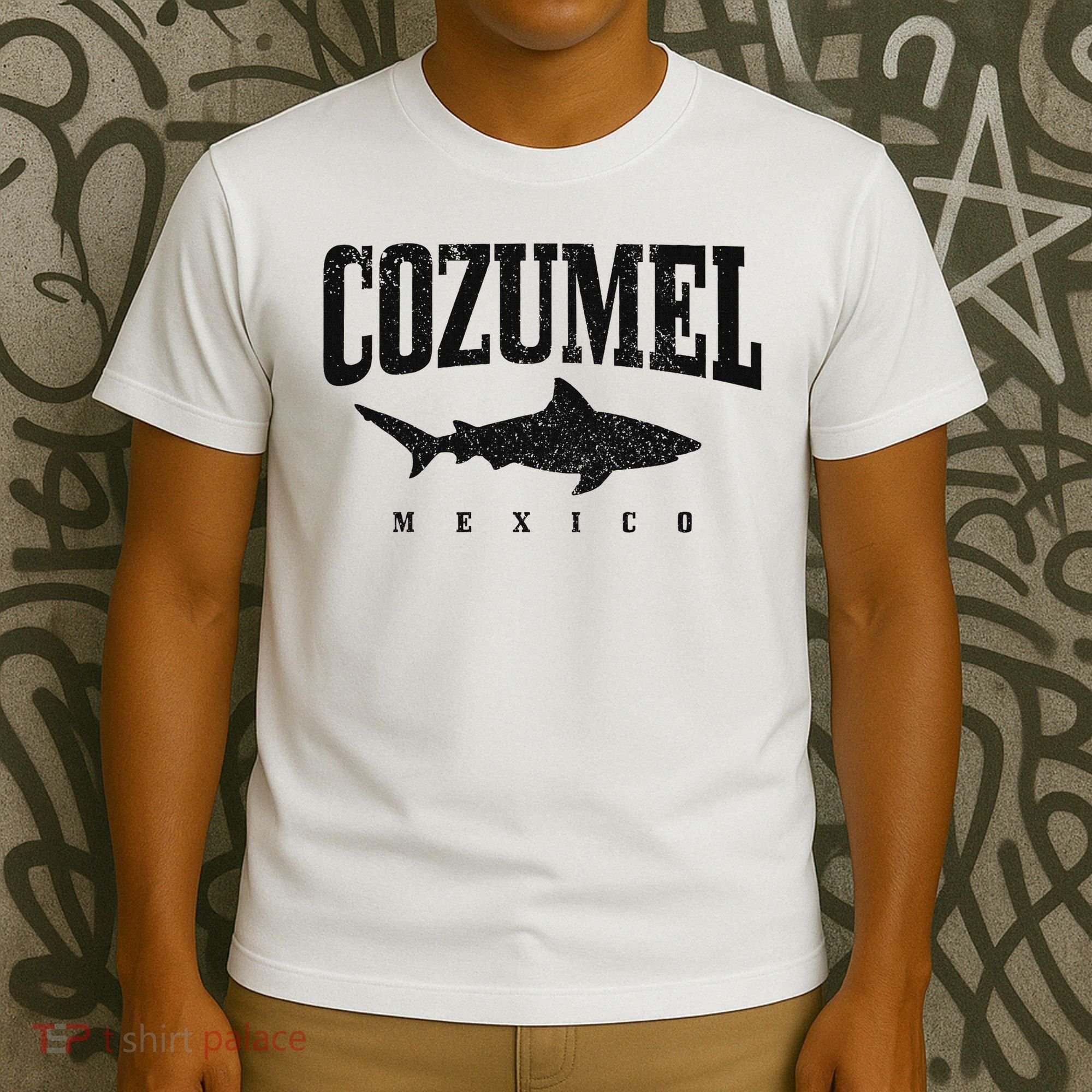 Cozumel Beach Mexico Scuba Diver Shark Diving Vintage T-Shirt