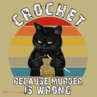Crochet Because Murder Is Wrong Funny Cat Vintage T-Shirt thumb 7