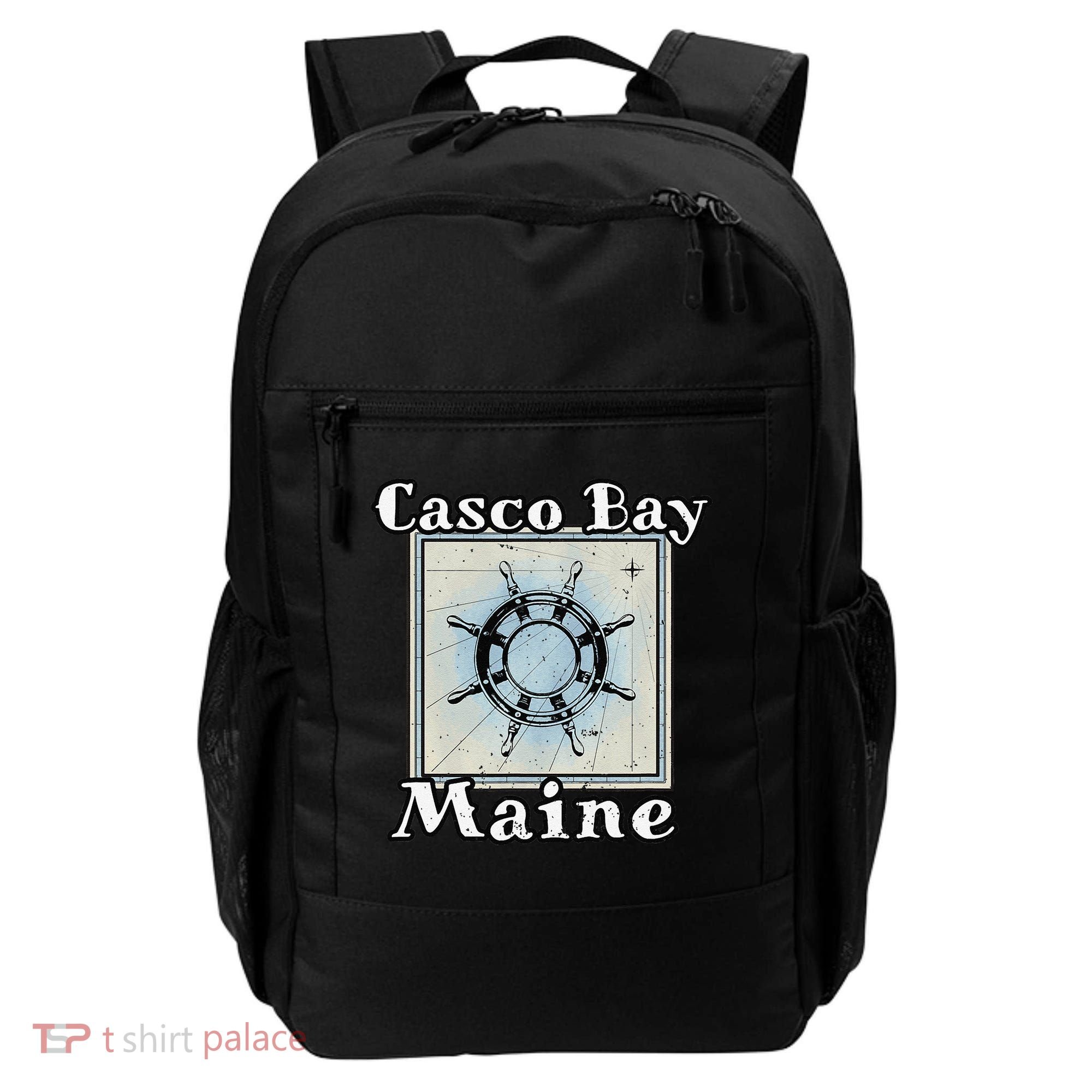 Casco Bay Maine Maritime Nautical History Ship Wheel Sailing Backpack