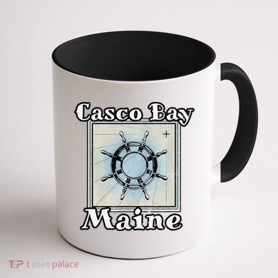 Casco Bay Maine Maritime Nautical History Ship Wheel Sailing Coffee Mug back
