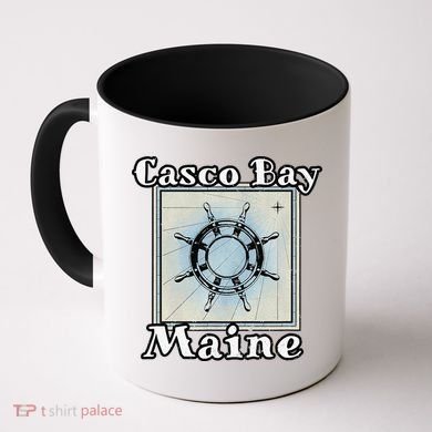 Casco Bay Maine Maritime Nautical History Ship Wheel Sailing Coffee Mug