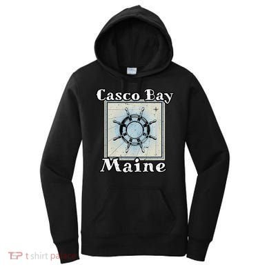 Casco Bay Maine Maritime Nautical History Ship Wheel Sailing Women's Hoodie