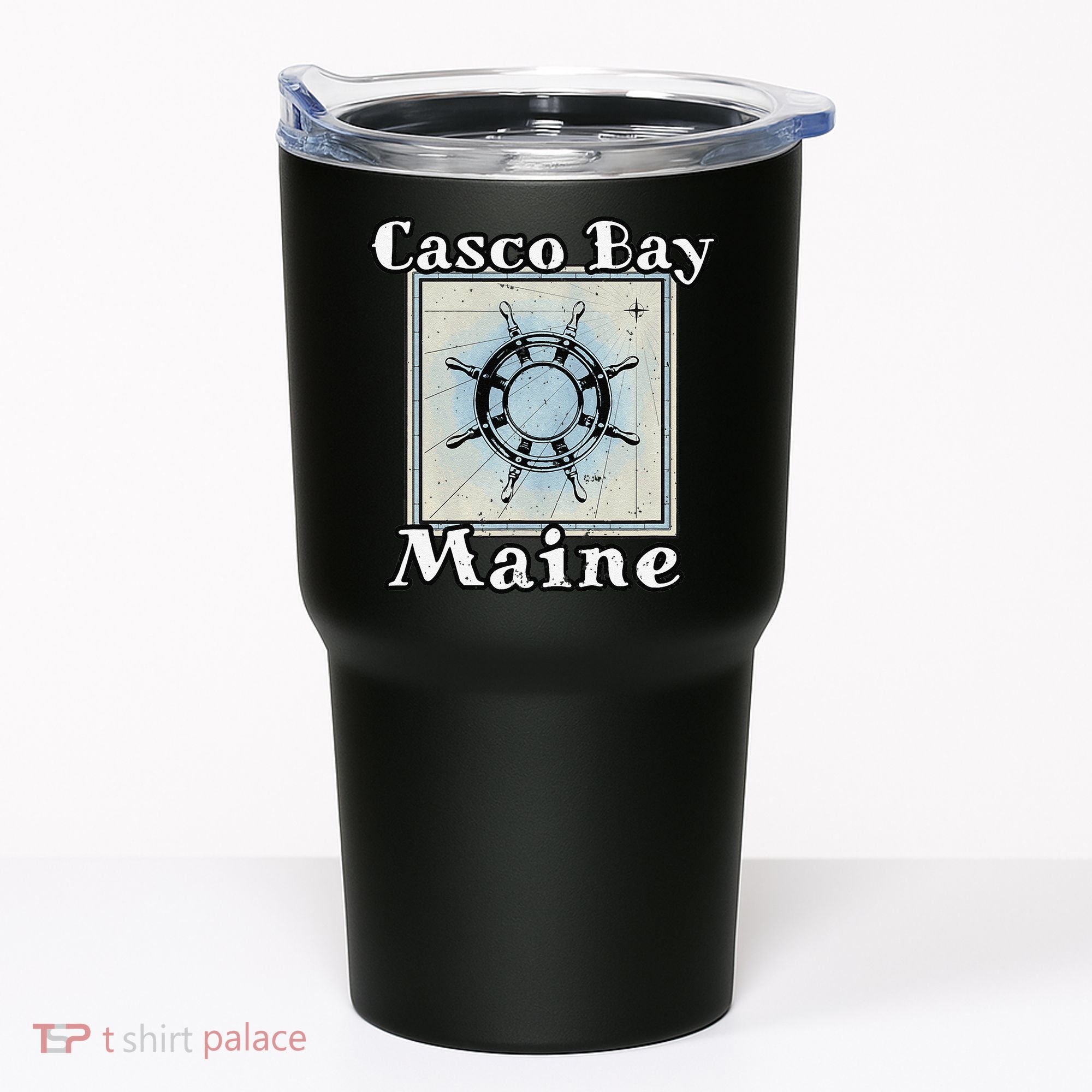 Casco Bay Maine Maritime Nautical History Ship Wheel Sailing Tumbler