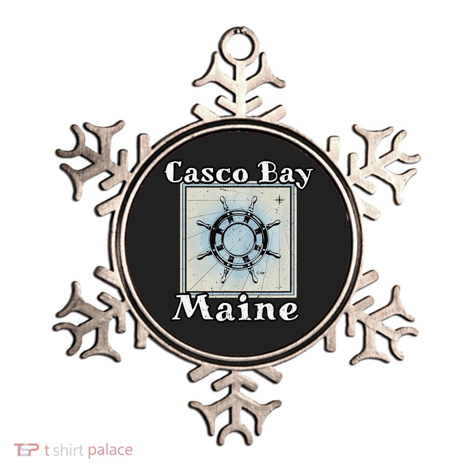 Casco Bay Maine Maritime Nautical History Ship Wheel Sailing Ornament