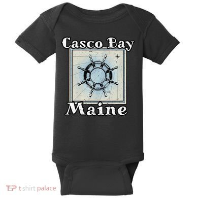 Casco Bay Maine Maritime Nautical History Ship Wheel Sailing Baby Bodysuit