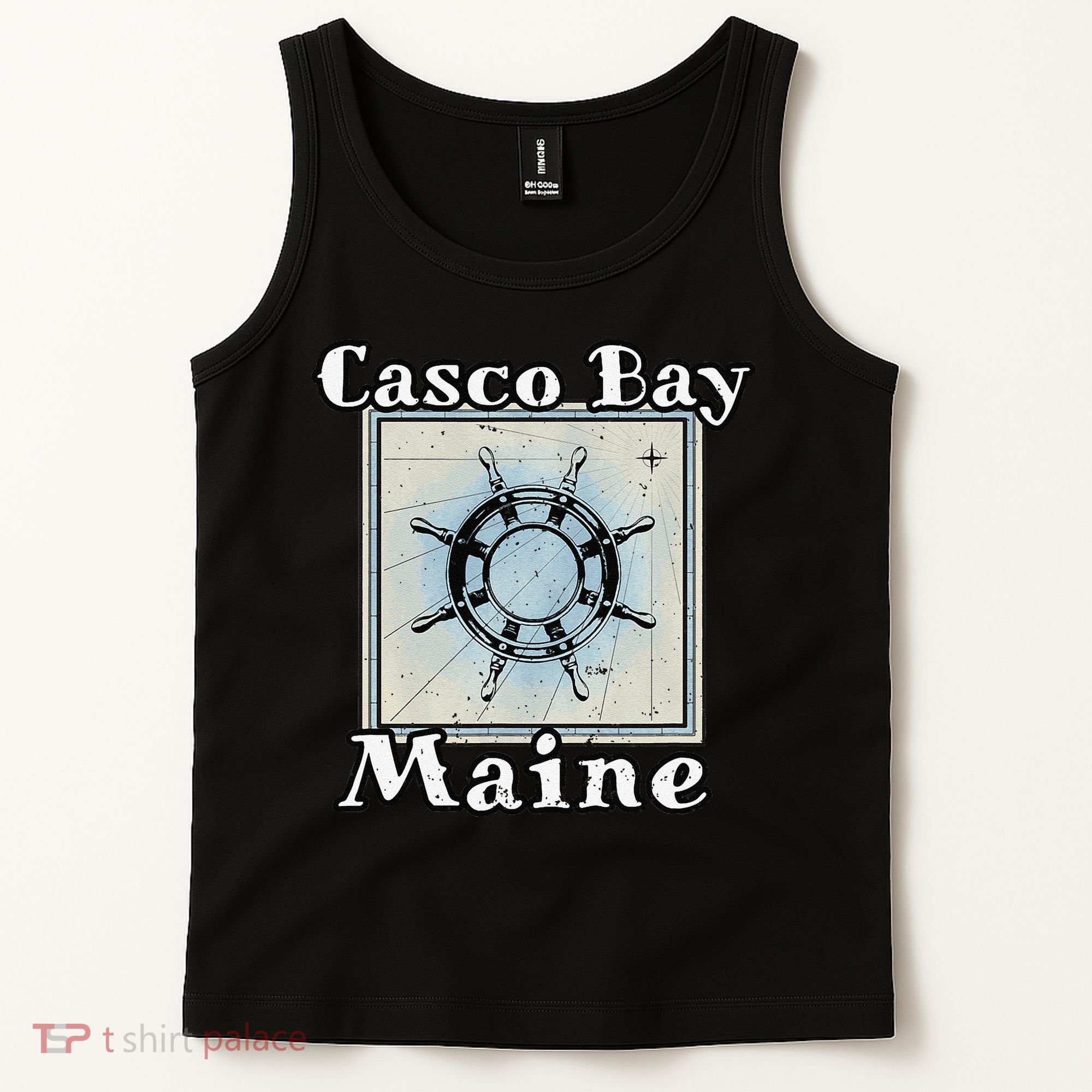 Casco Bay Maine Maritime Nautical History Ship Wheel Sailing Tank Top