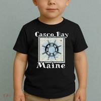 Casco Bay Maine Maritime Nautical History Ship Wheel Sailing Toddler T-Shirt thumb 2
