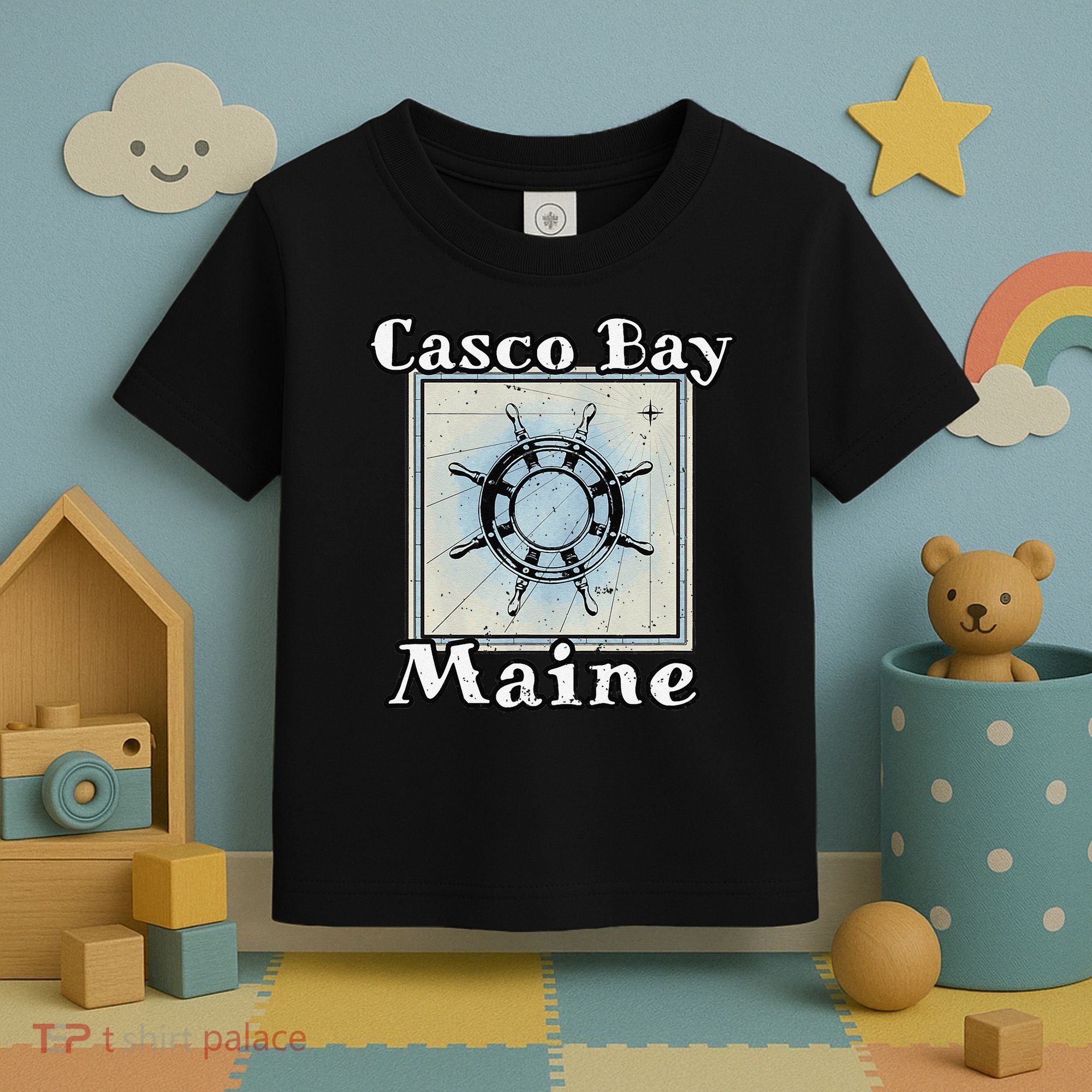 Casco Bay Maine Maritime Nautical History Ship Wheel Sailing Toddler T-Shirt