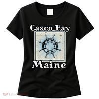 Casco Bay Maine Maritime Nautical History Ship Wheel Sailing Women's T-Shirt thumb 0