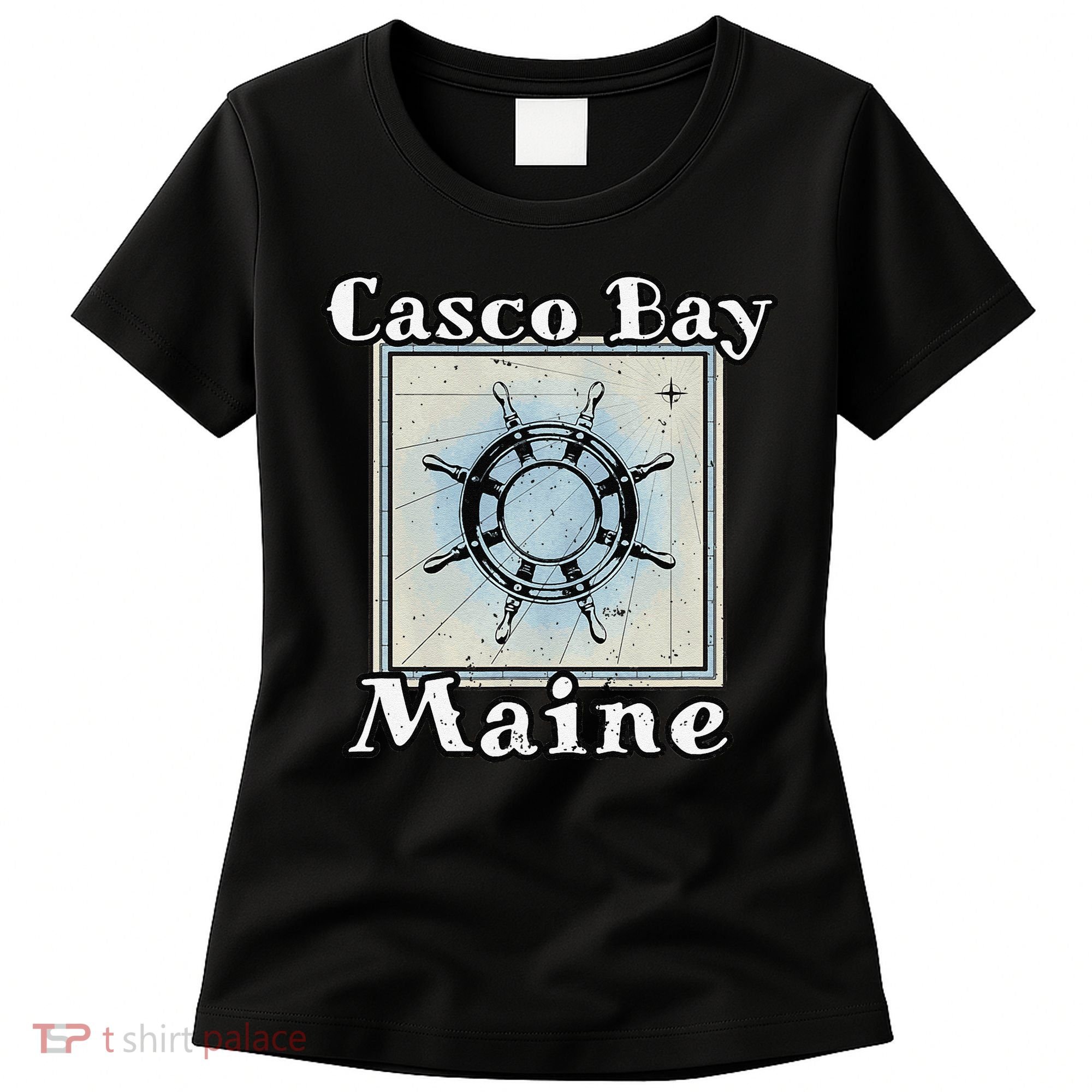 Casco Bay Maine Maritime Nautical History Ship Wheel Sailing Women's T-Shirt