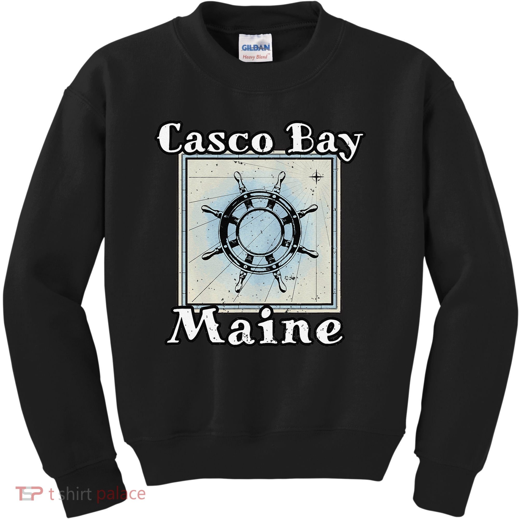 Casco Bay Maine Maritime Nautical History Ship Wheel Sailing Kids Sweatshirt