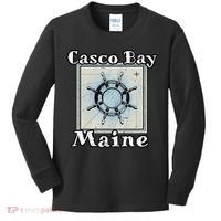 Casco Bay Maine Maritime Nautical History Ship Wheel Sailing Kids Long Sleeve Shirt thumb 0