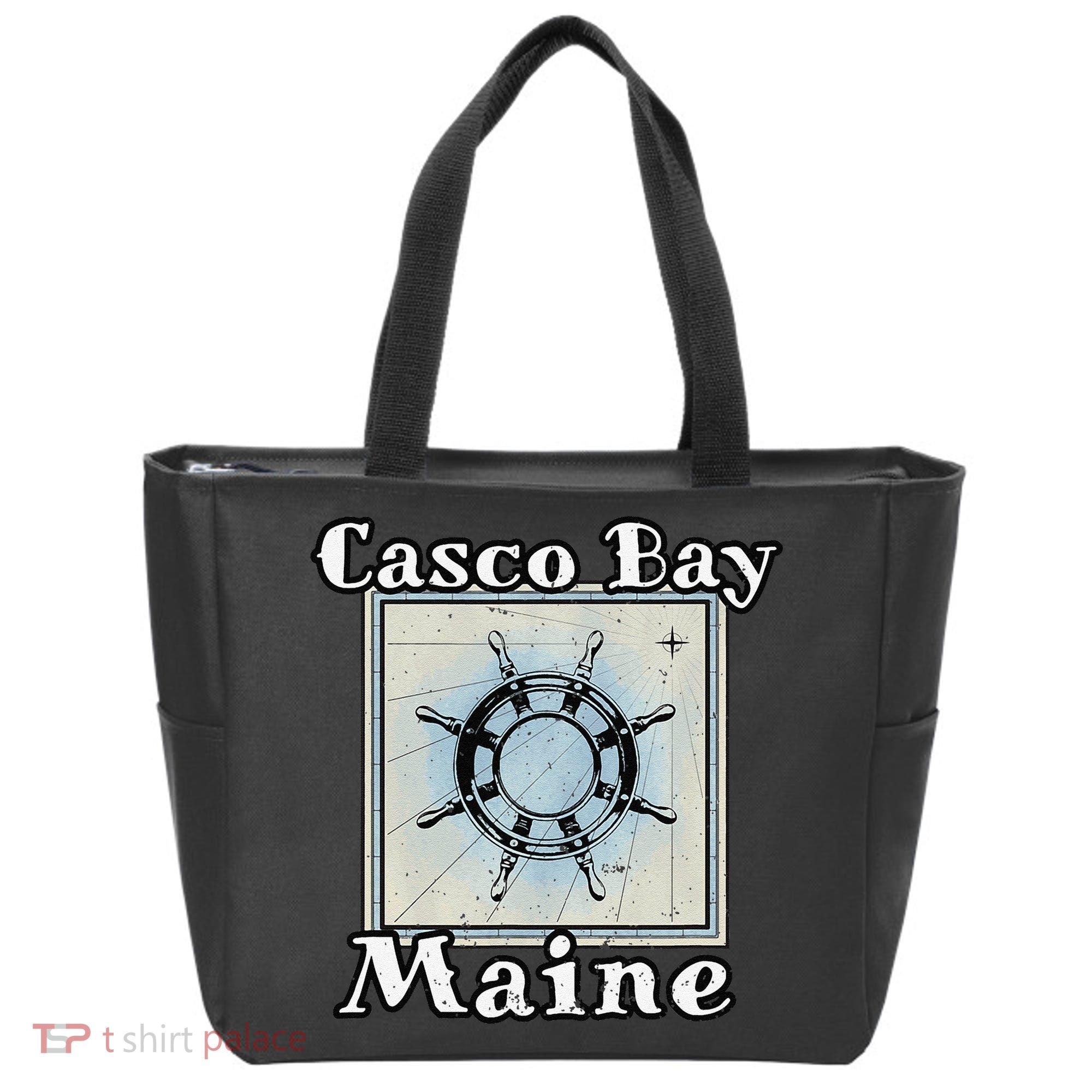 Casco Bay Maine Maritime Nautical History Ship Wheel Sailing Tote Bag