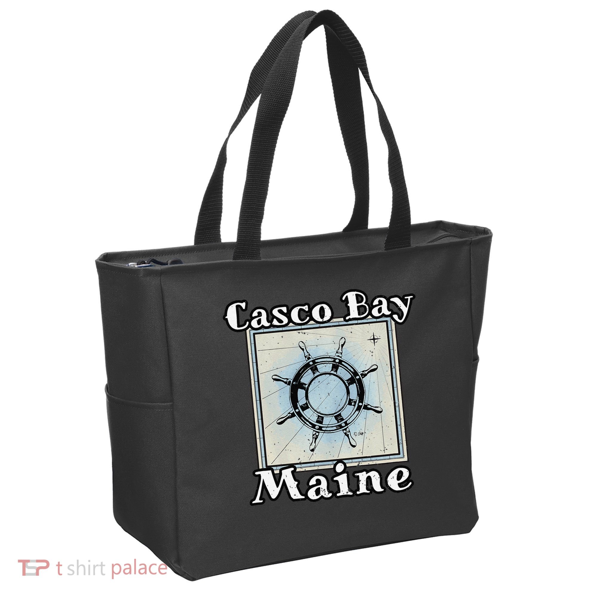 Casco Bay Maine Maritime Nautical History Ship Wheel Sailing Tote Bag