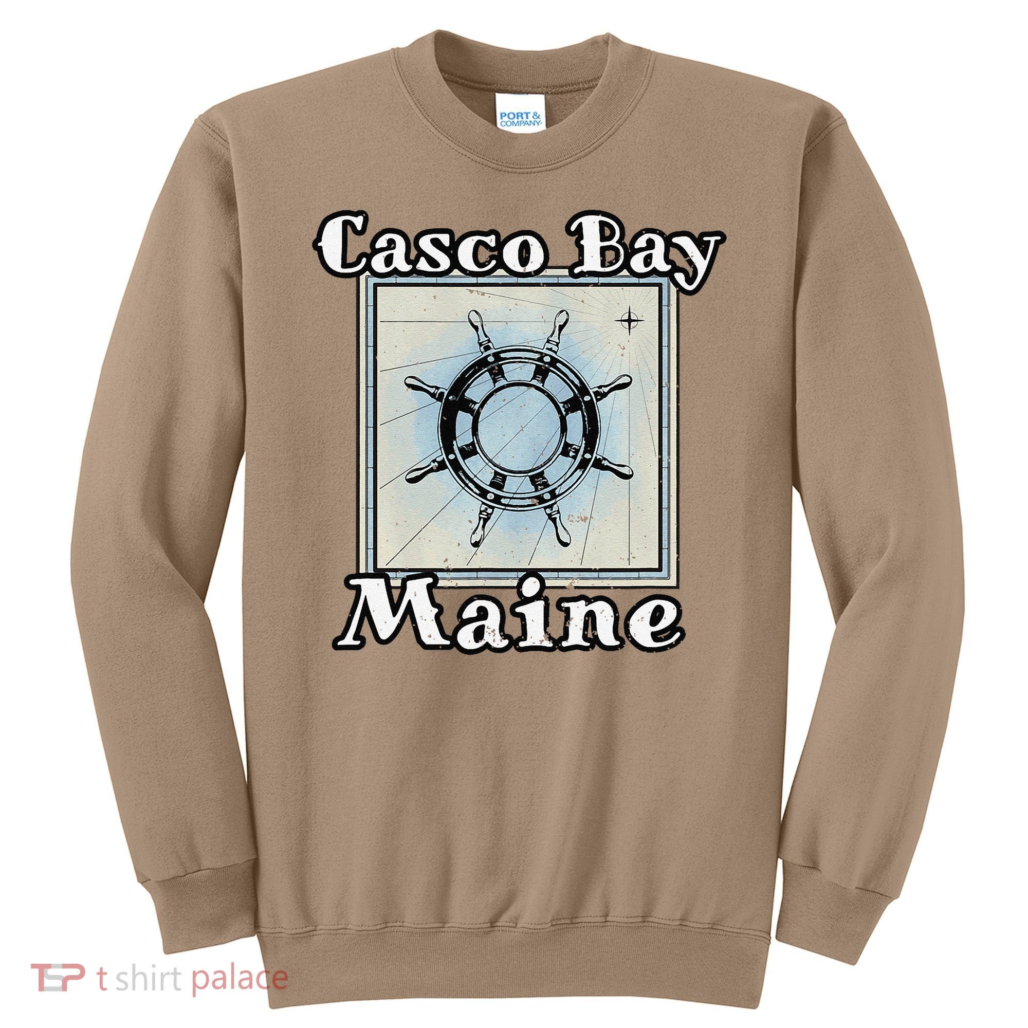 Casco Bay Maine Maritime Nautical History Ship Wheel Sailing Sweatshirt