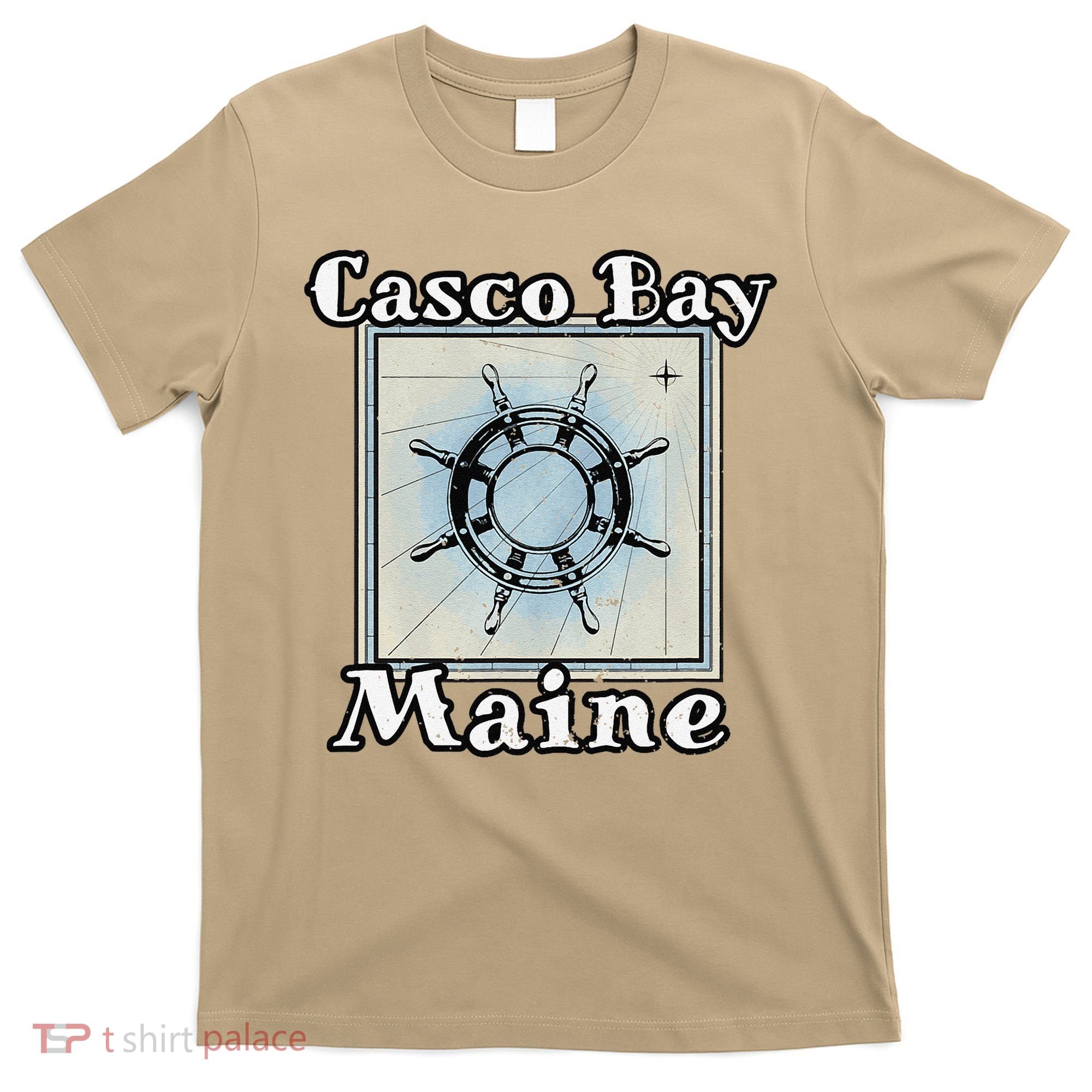 Casco Bay Maine Maritime Nautical History Ship Wheel Sailing T-Shirt