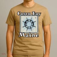 Casco Bay Maine Maritime Nautical History Ship Wheel Sailing T-Shirt thumb 3