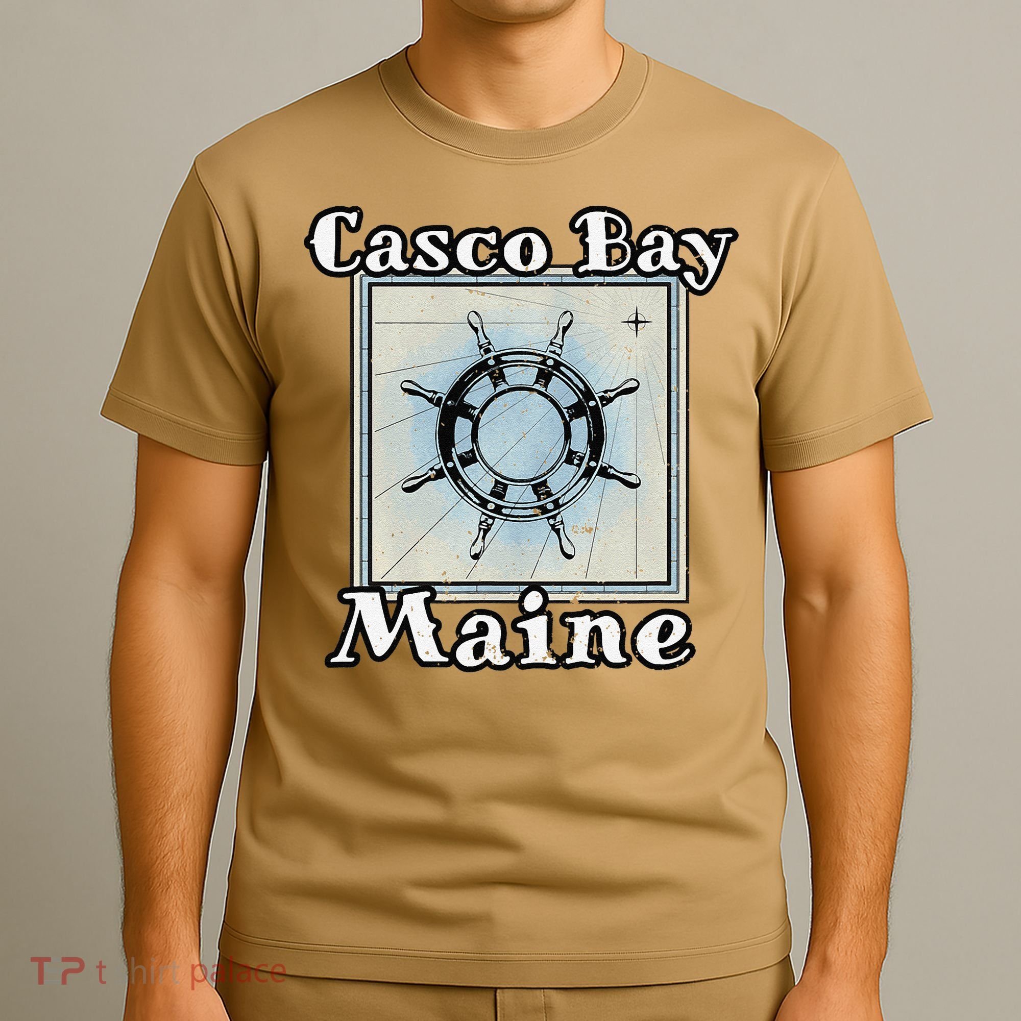 Casco Bay Maine Maritime Nautical History Ship Wheel Sailing T-Shirt