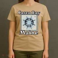 Casco Bay Maine Maritime Nautical History Ship Wheel Sailing T-Shirt thumb 4