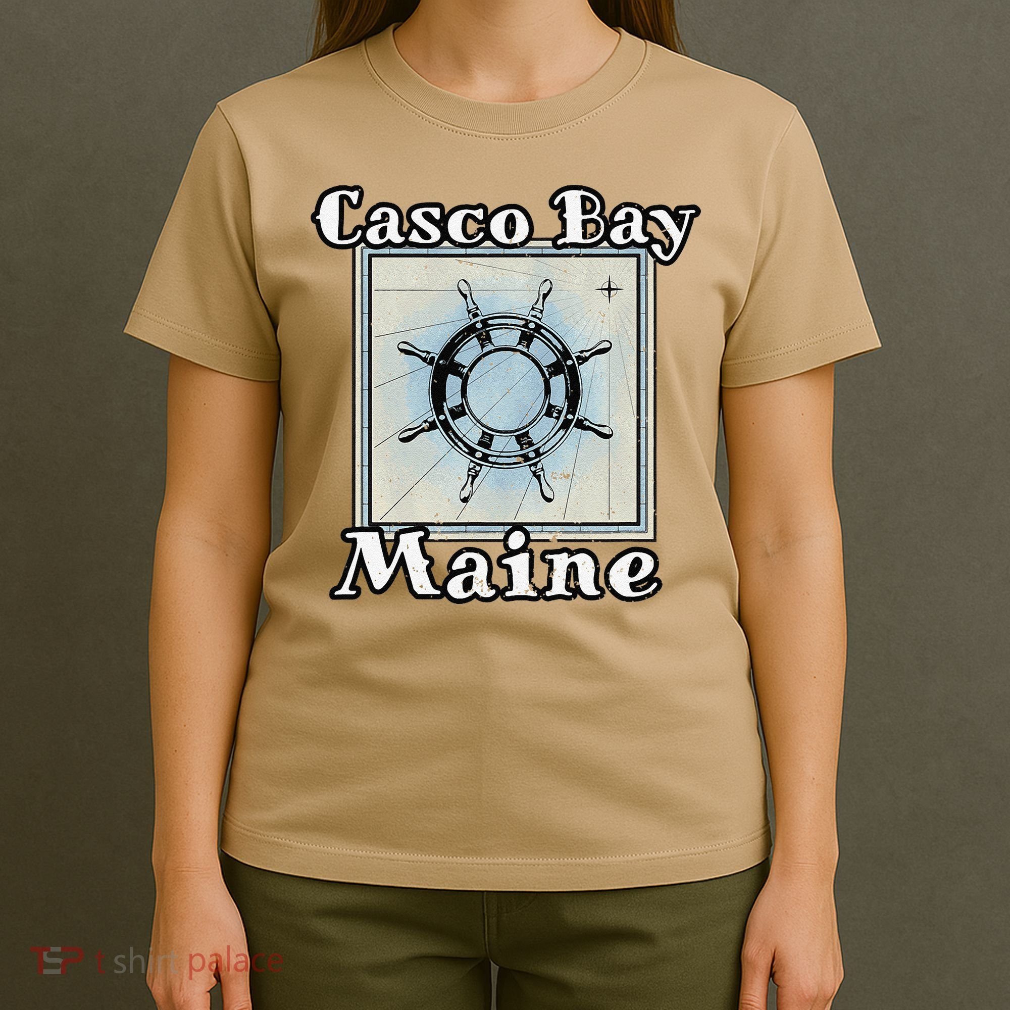 Casco Bay Maine Maritime Nautical History Ship Wheel Sailing T-Shirt