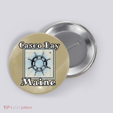Casco Bay Maine Maritime Nautical History Ship Wheel Sailing Button