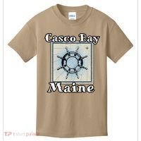 Casco Bay Maine Maritime Nautical History Ship Wheel Sailing Kids T-Shirt thumb 0