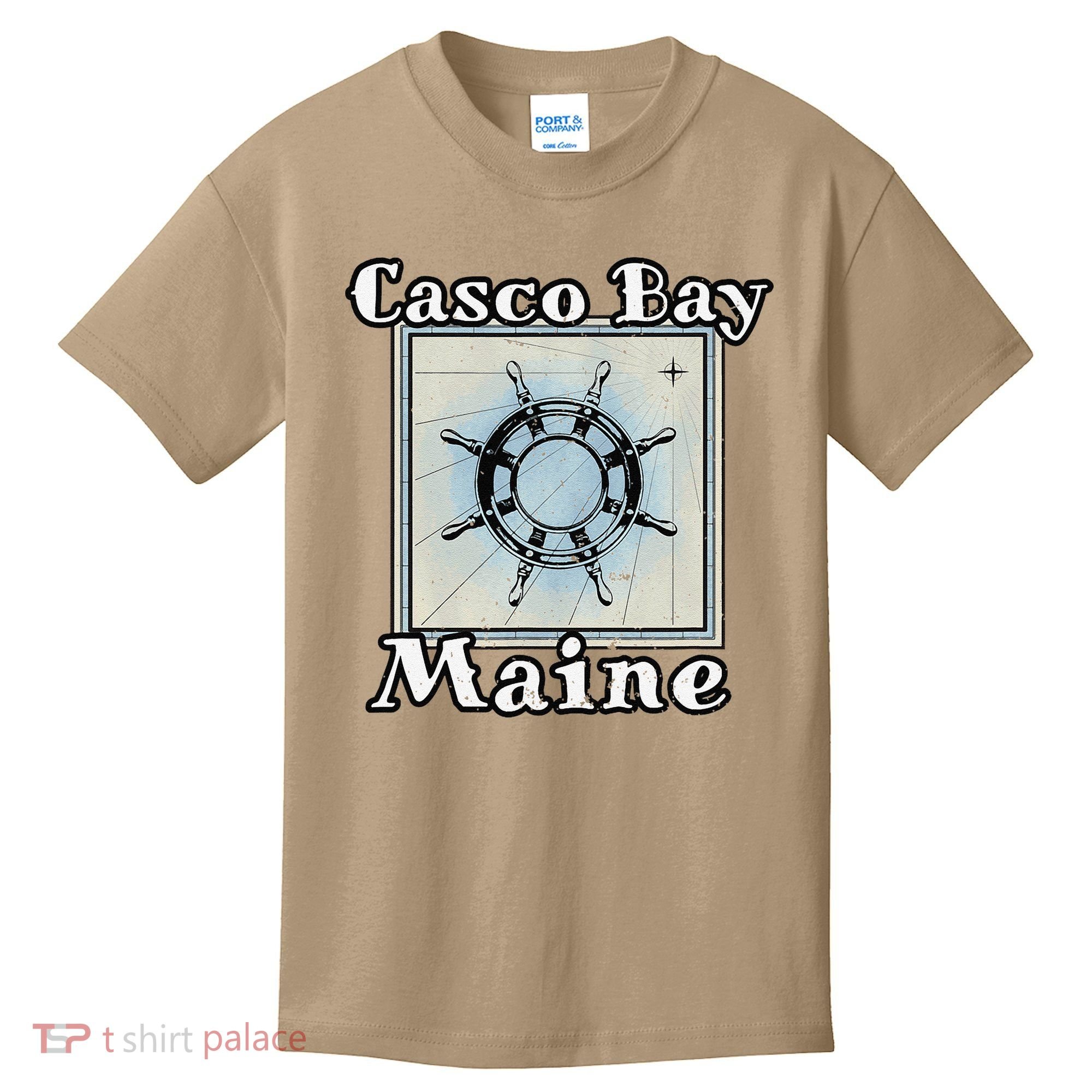 Casco Bay Maine Maritime Nautical History Ship Wheel Sailing Kids T-Shirt