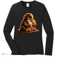 Cute Baby Monkey Punch Viral Zoo Japan Women's Long Sleeve Shirt thumb 0