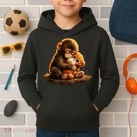 Cute Baby Monkey Punch Viral Zoo Japan Kids Hoodie thumb 2