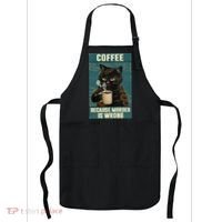 Coffee Because Murder Is Wrong Cool Funny Black Cat Apron thumb 0