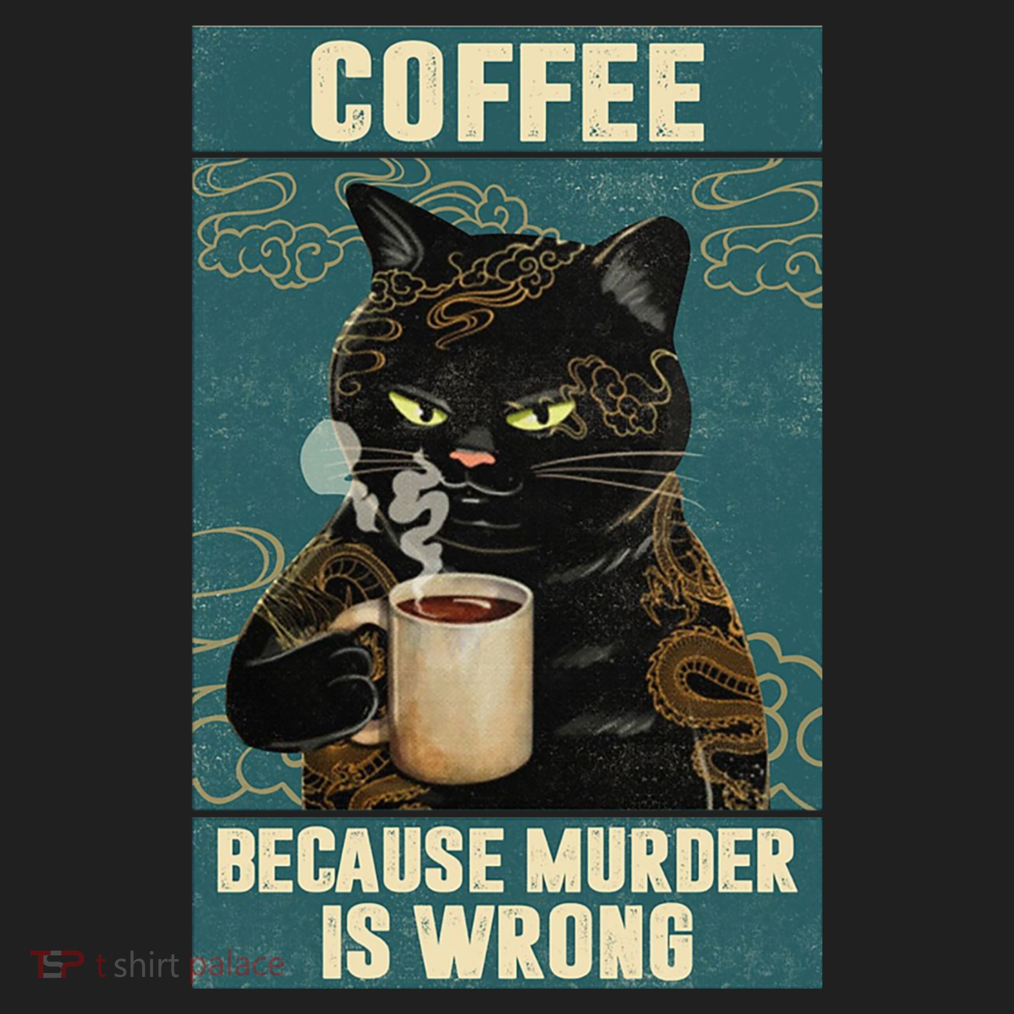 Coffee Because Murder Is Wrong Cool Funny Black Cat Tumbler