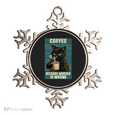 Coffee Because Murder Is Wrong Cool Funny Black Cat Ornament