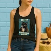 Coffee Because Murder Is Wrong Cool Funny Black Cat Women's Tank Top thumb 2