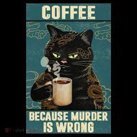 Coffee Because Murder Is Wrong Cool Funny Black Cat Women's Long Sleeve Shirt thumb 2