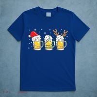 Christmas Beer Mugs Reinbeer Santa Hat Xmas Lights Costume Gift T-Shirt thumb 5
