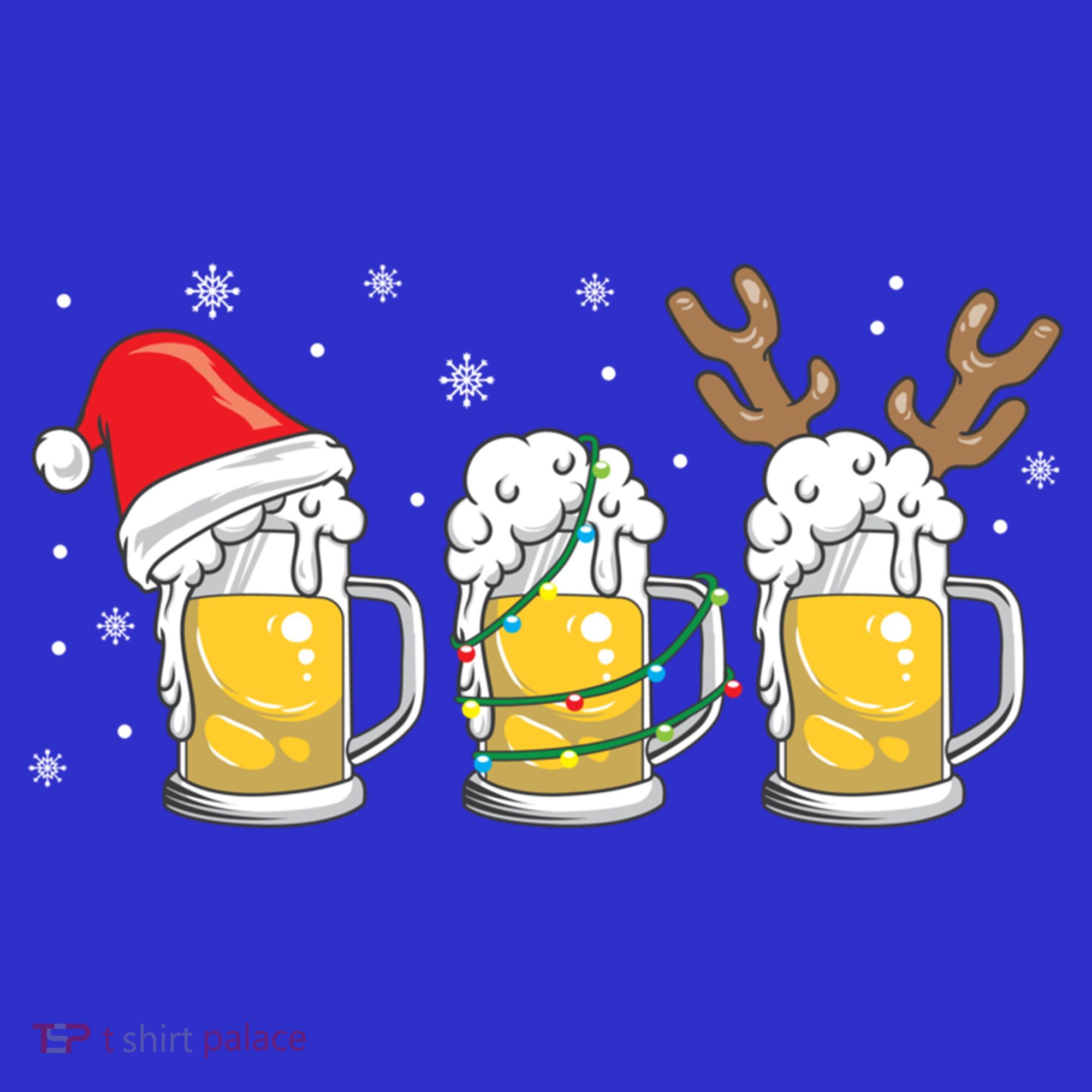 Christmas Beer Mugs Reinbeer Santa Hat Xmas Lights Costume Gift Women's Tank Top